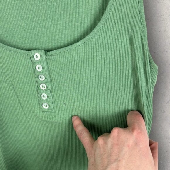 Sezane Green Kira Ribbed Tank Top Organic Cotton Lyocell Size XS Minimal French - Picture 9 of 10